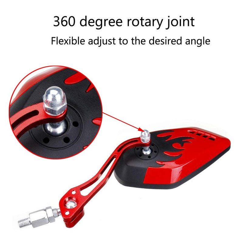 ESUPPORT Red Motorcycle Motorbike 8mm 10mm Rearview Side Mirror ATV Scooter Bike Flame Fire - Image 5